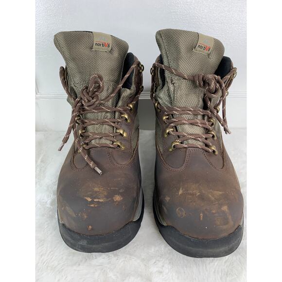 NORTIV 8 Men’s Brown Steel Toe Waterproof Work Boots Size 11 - Picture 2 of 8